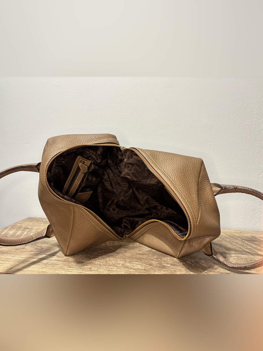 Bruno Magli Pebbled Leather Satchel in Taupe - Picture 15 of 16